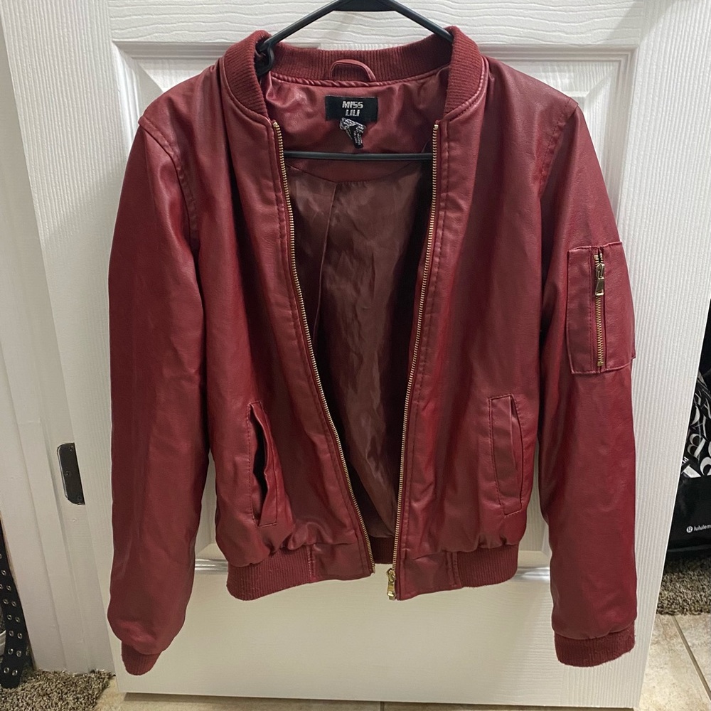 Dark red bomber jacket